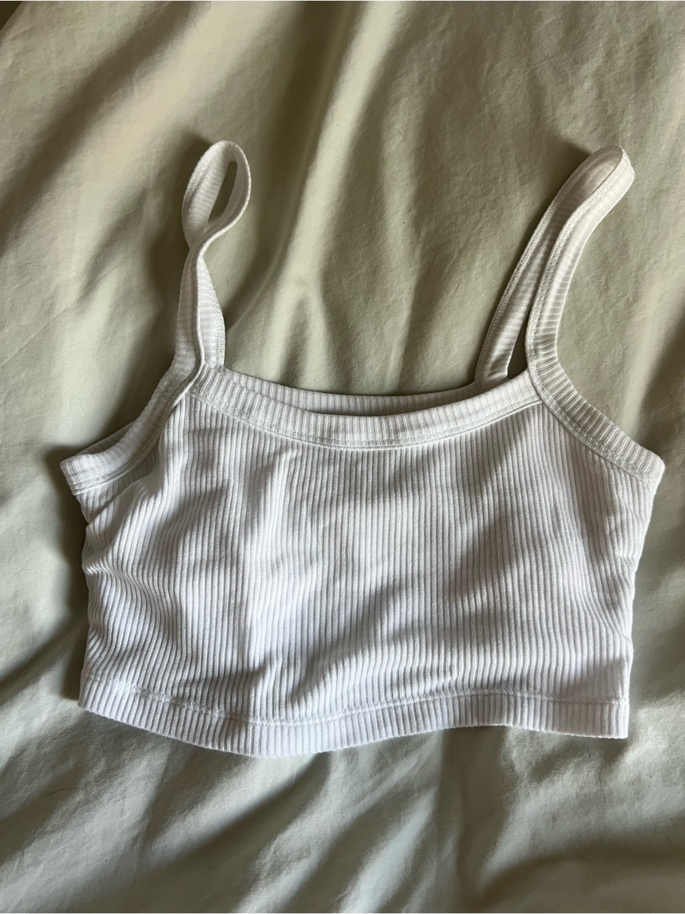 Alo White Ribbed Bralette Tank Top